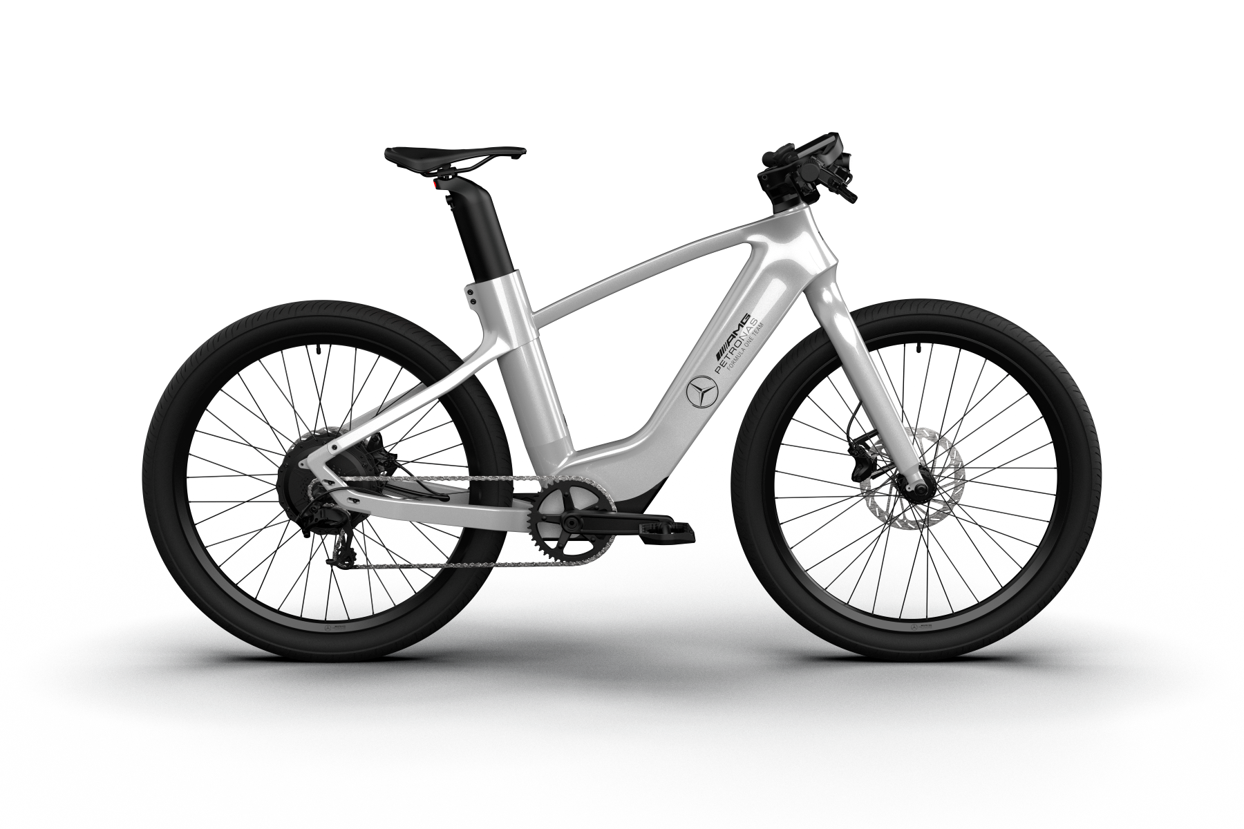 n+ City Edition 750 city e-bike in silver, official studio photograph