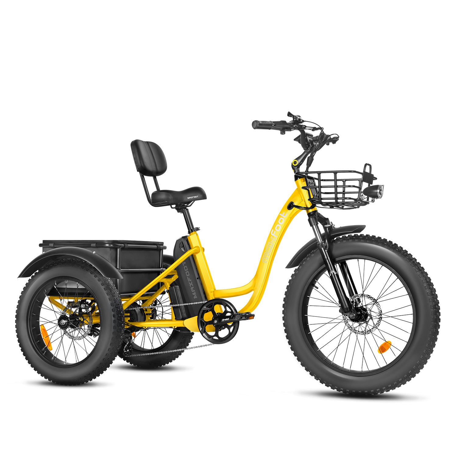 Maxfoot MF-30 electric tricycle in yellow