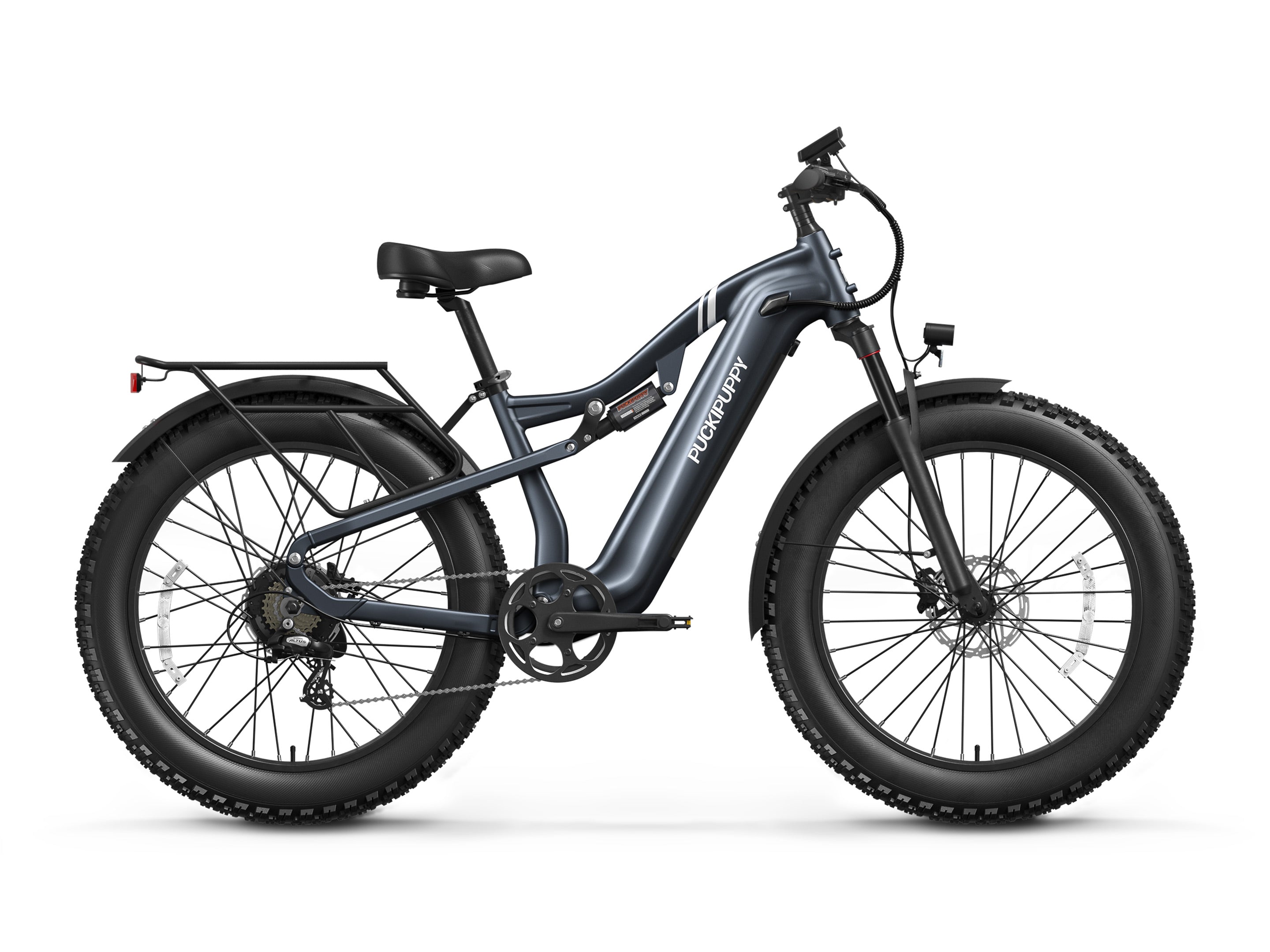 Puckipuppy Labrador Pro off-road e-bike in metallic gray