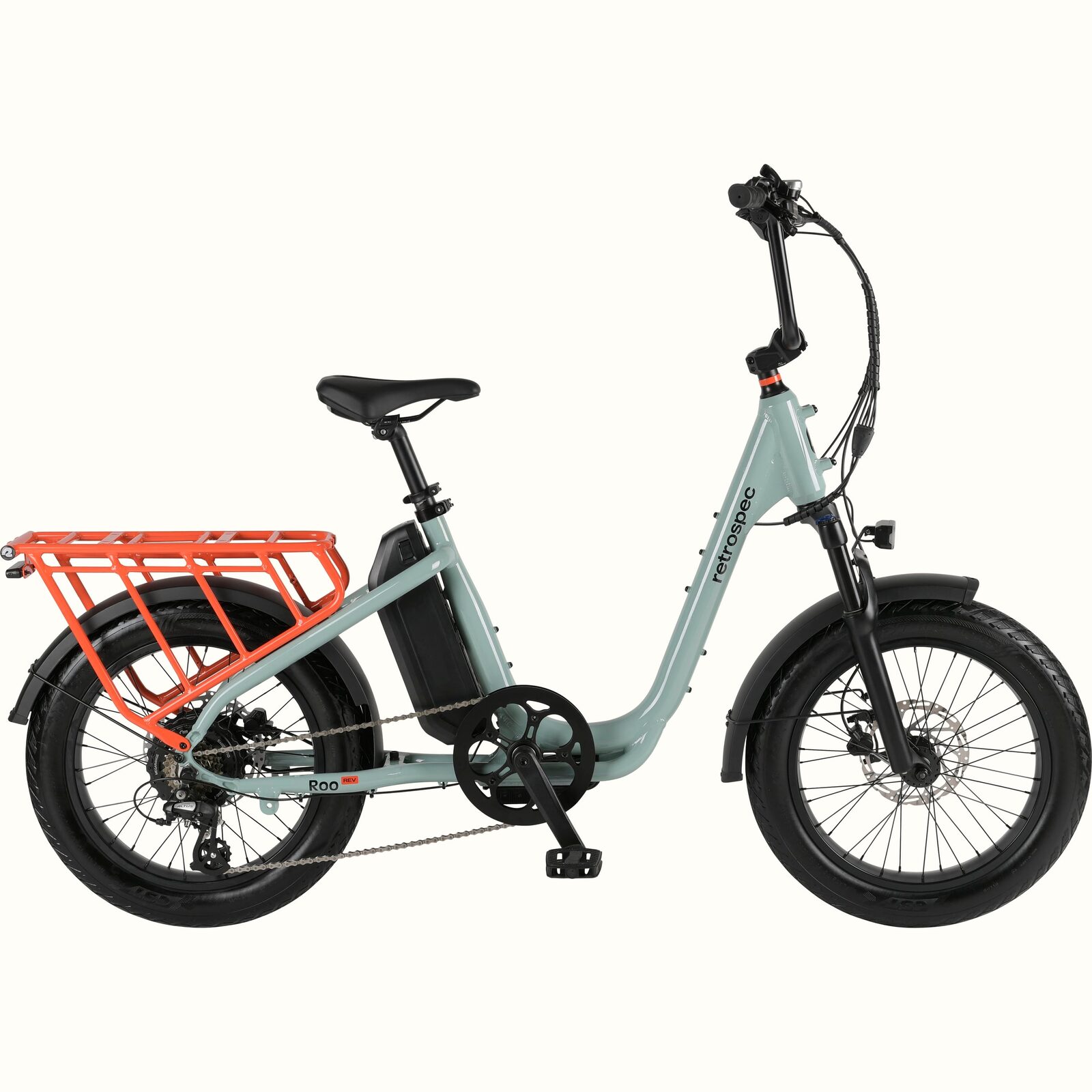 Retrospec Roo Rev electric cargo bike in Mint