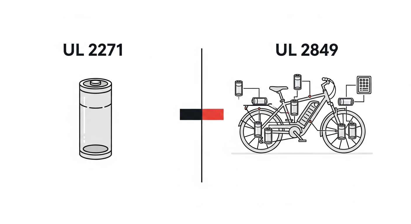 UL 2271 covers the cell. UL 2849 covers the entire system.