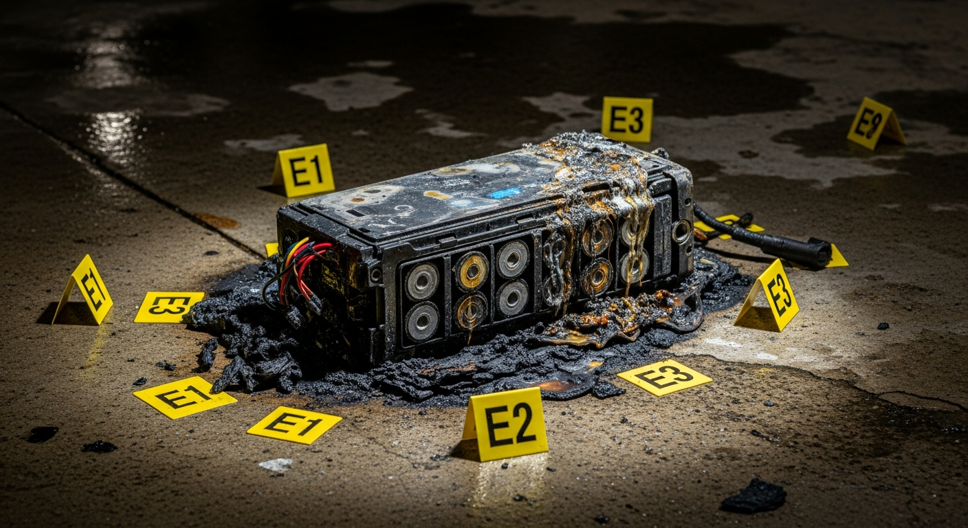 Aftermath of a thermal-runaway event in a Manhattan apartment building (illustrative)