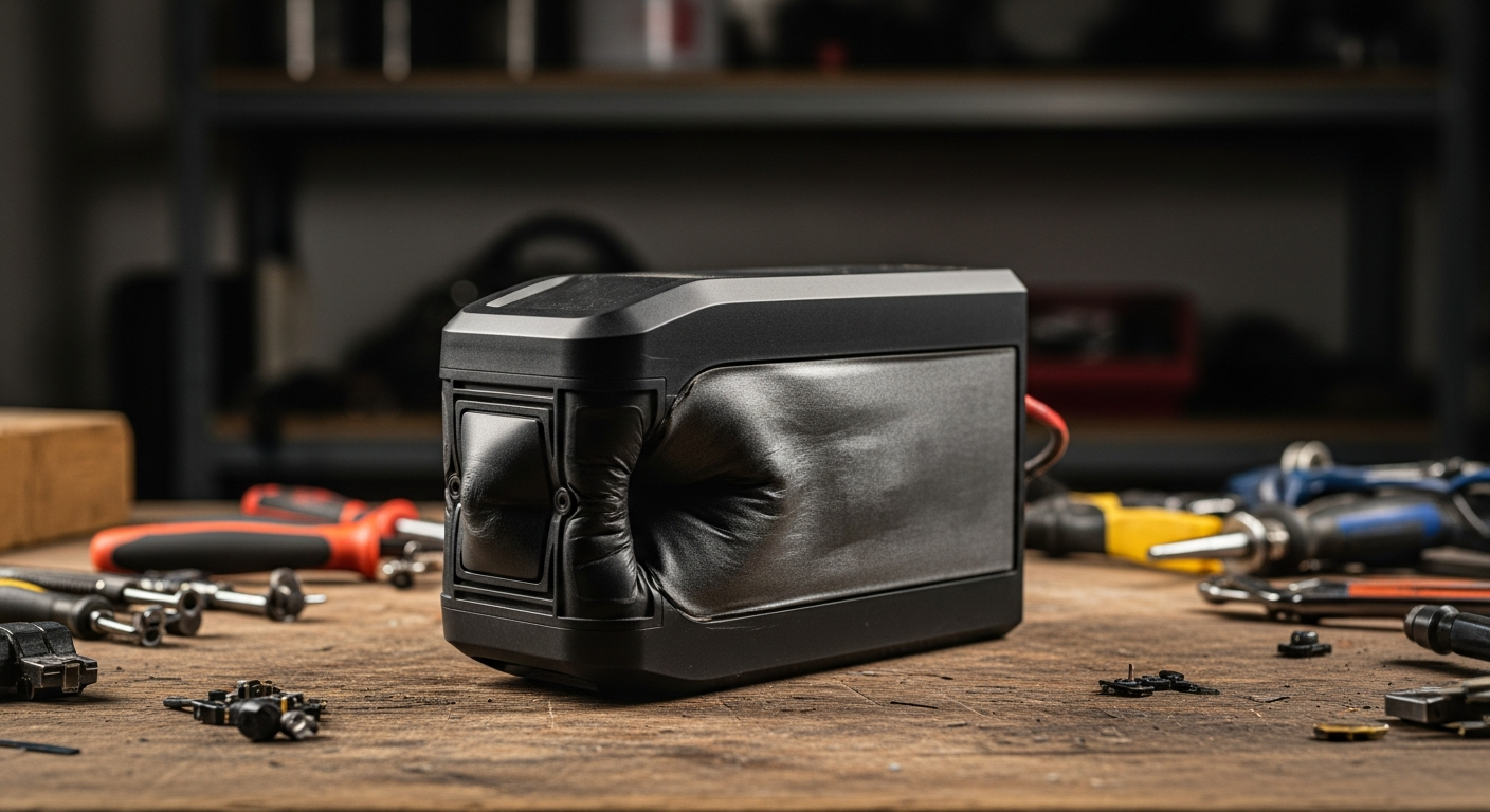 A swollen battery is a battery in trouble — discontinue use immediately