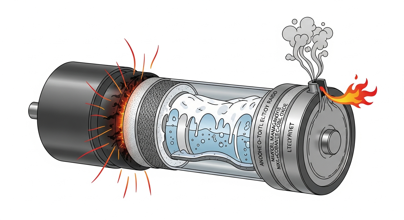 Cell-level thermal runaway: a single failed cell can trigger a chain reaction